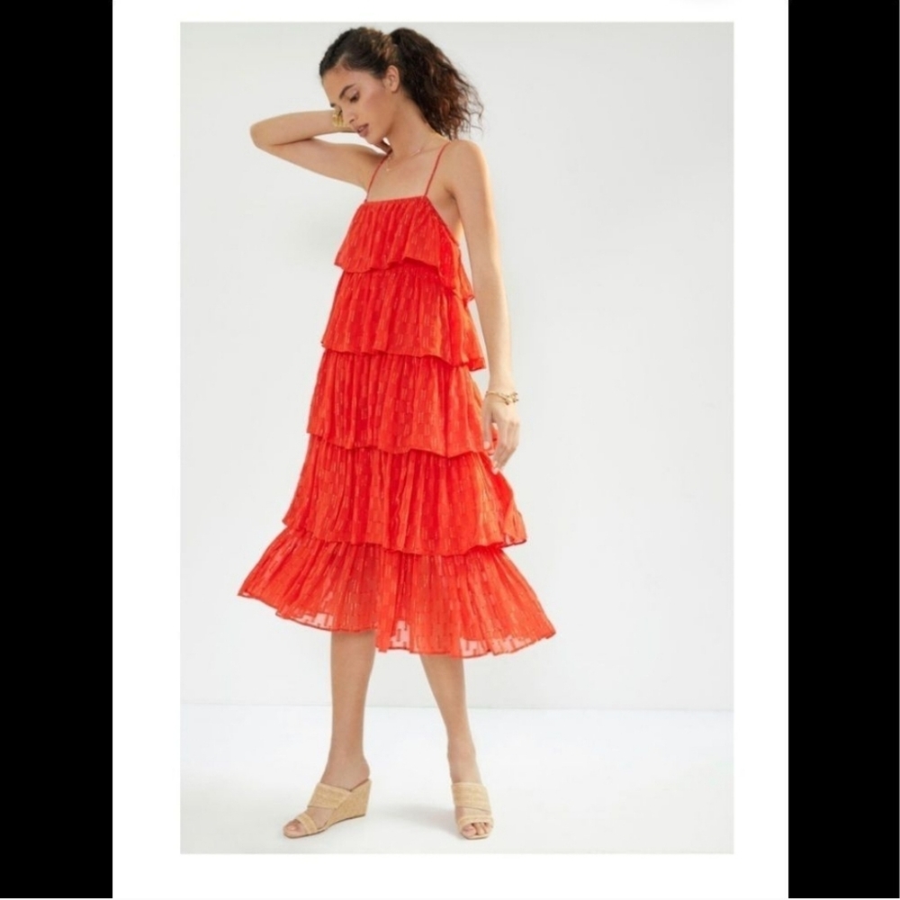 Anthropologie Tiered Ruffled Midi Dress